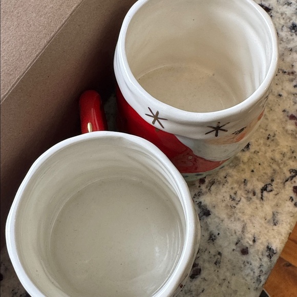 *SET OF 2* ANTHROPOLOGIE BIRD CAN FOX SANTA FACE MUGS - Picture 5 of 8